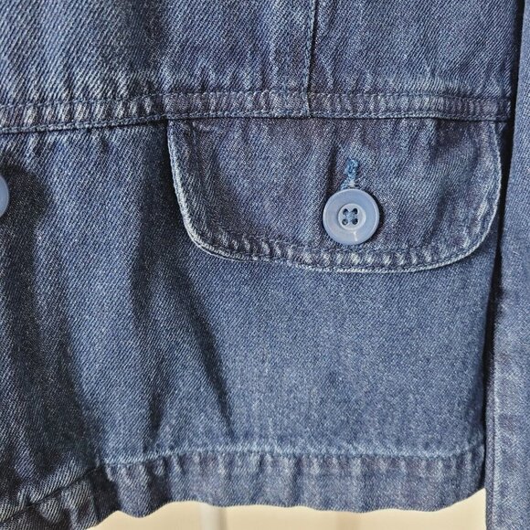 ALC Sz Large Denim Jean Jacket Blue Medium Wash Women's Casual Wear Fall Winter - Picture 6 of 11